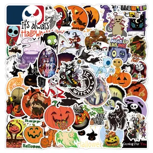 50 Miếng Dán Trang Trí Cắt Chết Vinyl Halloween Chống Nước Cho Xe Hơi Xe Máy Xe Đạp Miếng Dán Hành Lý