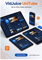 VidJuice UniTube 프로페셔널 1 PC 라이선스 지원 8K 비디오 다운로더 & MP3 컨버터 12개월 구독 빠른 배송