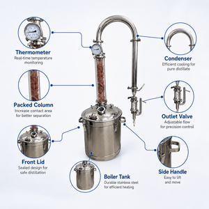 Distillatore di Oli Essenziali ad Alta Stabilità 50L-500L, Attrezzatura per Distillazione per Piccola Estrazione Domestica di Oli Essenziali - Product Image 3