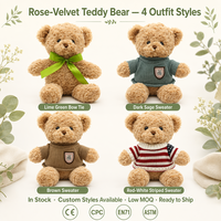 Boneka Beruang Teddy Super Lembut dari Bahan Beludru Mawar dengan Berbagai Pakaian Sweater Rajut, Hadiah Ulang Tahun untuk Mengurangi Stres, MOQ Rendah