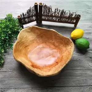 Tazón de madera natural para tallado de raíces, tazón de madera sólida hecho a mano para tallar raíces