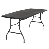 Tables pliantes rectangulaires en plastique HDPE de 240 cm (8 pieds) de couleur noire, robustes, pliables au centre, pour fêtes, vente en gros