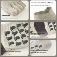 Chaussettes de sport antidérapantes en coton à cinq doigts pour yoga et Pilates, respirantes, avec talon renforcé, courtes, personnalisables avec logo, vente en gros