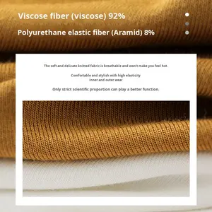 חולצת בסיס מודאלי חצי tleneck חולצת בסיס נשים גמישות גבוהה רזה רזה מתאים צבע אחיד שרוול ארוך העליון - Product Image 3