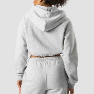 เสื้อครอปฮู้ดดี้ออกกำลังกาย แขนยาว คอสูง ผ้าฝ้าย ทรงหลวม ปรับเอวได้ สำหรับผู้หญิง ขายส่ง - Product Image 6