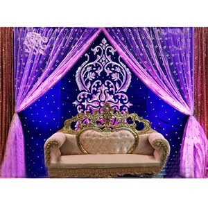 ม่านฉากหลังแบบปักลายสำหรับเวทีงานแต่งงาน,ม่านฉากหลังสีน้ำเงิน - Product Image 1