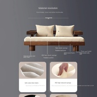 Canapé et chaise de style japonais en bois massif de pin, vintage et antique, pour salon, appartement, hôtel, gîte et loft