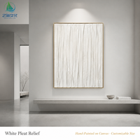Œuvre d'art abstraite moderne faite à la main, tissu beige avec relief inspiré, fond blanc, peinture murale de paysage peinte à la main