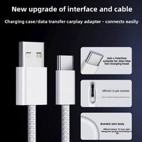 Kompatibel dengan iPhone 7-14 8PIN Kabel Data Anyaman TPE 12W Max PD Pengisian Cepat USB Ganda Nilon 0.15m