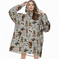 Sudadera con Capucha de Felpa Extra Grande con Estampado Retro Occidental Personalizada al por Mayor, Manta Ponible con Bolsillos y Capucha, Regalo de Invierno para Mujer