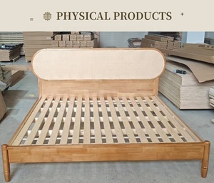 <span class=keywords><strong>Letto</strong></span> con Struttura in Legno Massello e Testiera in Rattan, Stile Boho Moderno Scandinavo, Personalizzabile per Camere da <span class=keywords><strong>Letto</strong></span> di Case Mediorientali - Product Image 5