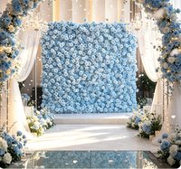 Mur de fleurs artificielles en soie bleue de luxe, décoration florale pour mariage, anniversaire, événement