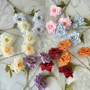 Roses artificielles, fleurs en soie faites à la main, réalistes, accessoires de photographie de mariage, décoration de la maison, bouquet de roses à 3 têtes - Product Image 2
