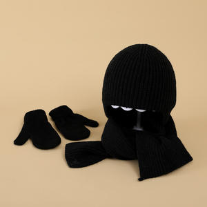 Ensemble de gants et écharpe en cachemire et cachemire unisexe de 3 pièces, ensemble de foulards et de bonnets côtelés doux pour garçons et filles - Product Image 5