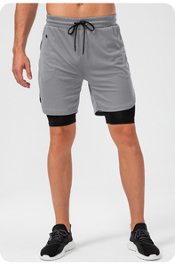 Mannen 2 In 1 Quick Dry Gym Running Shorts Ademende Sport Shorts Met Zakken Hoofdtelefoon Gat - Product Image 3