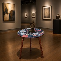 Table d'appoint ronde décorative Mandala avec pieds en bois massif en spirale, détachable, torsadée, style européen pour la maison