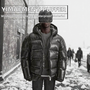 Veste d'hiver matelassée à capuche noire pour homme, imperméable, rembourrée de duvet, vêtement d'extérieur décontracté, fermeture éclair, coupe classique - Product Image 4