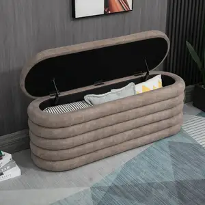 Moderno Tamanho Longo Grande Fluindo Aparência Tecido Foot Rest Stool Seat Armazenamento Otomano Banco Para Corredor Sala Quarto