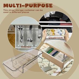 Expandable Utensil <b>Drawer</b> Organizer Transparent Adjustable Plastic <b>Storage</b> <b>Box</b> with Dividers for Kitchen Office Desk - Product Image 4