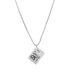 Stainless Steel Sd Card Pendant Necklace For Stylish Ladies