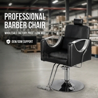 Fauteuil de Barbier Inclinable pour Salon de Coiffure, Chaise Hydraulique de Coiffage avec Accoudoirs en Acrylique pour Salon de Coiffure