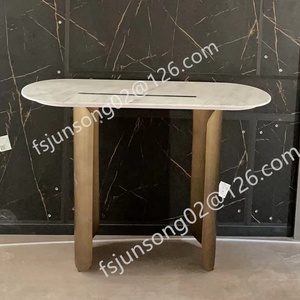 Js G03 Hiện Đại Sang Trọng Hành Lang Giao Diện Điều Khiển Bảng Vàng Kim Loại Chân 140Cm Dài Nhập Trang Trí Bàn Cao Bằng Đá Cẩm Thạch Hàng Đầu Sofa Trở Lại Bàn - Product Image 2