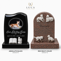 Pierre tombale personnalisée en granit noir pour animaux de compagnie, avec empreinte de patte, os, cœur, plaque commémorative gravée au laser avec vases à fleurs