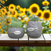 Dessin animé dents conception polyrésine Pot de fleur décoration de jardin extérieur avec amour et mer thème cadeaux Sculpture artificielle résine artisanat