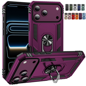 Nueva Funda Protectora para Teléfono con Anillo de Soporte para <span class=keywords><strong>iPhone</strong></span> 18 Pro Max, PU+PC, Resistente a Impactos, para <span class=keywords><strong>iPhone</strong></span> 18 17 16 15 - Product Image 1