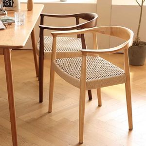 Sedie da Pranzo in Legno Massello Stile Nordico Moderno, Poltrone con Corda Intrecciata, Sedie Presidenziali Kennedy per Casa e <span class=keywords><strong>Ufficio</strong></span>, Arredamento Versatile - Product Image 4