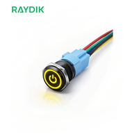 Interrupteur à bouton-poussoir momentané étanche jaune avec LED en option, 16mm, 19mm, 22mm, 25mm, pour boîtier de commande et machine CNC