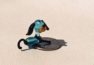 Glass Dog Figurine Blue Black Mini Animal Decor Tabletop Vase <b>Desk</b> Accessory Contemporary Design Single Piece - Product Image 6