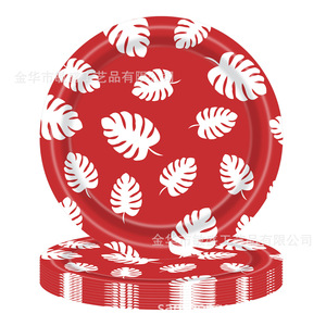 Nouvelles assiettes jetables et serviettes en papier à fleurs d'Althéa hawaïennes - Couleurs rouge/bleu/rose pour la décoration de fête d'anniversaire et de sortie de printemps - Product Image 3