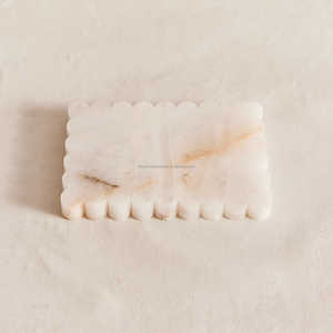 Bandeja festoneada cuadrada redonda rectangular Nodic, placa de joyería de piedra Natural, bandeja de mármol de ónix de Platón, bandeja de tocador de decoración de lujo para el hogar - Product Image 2