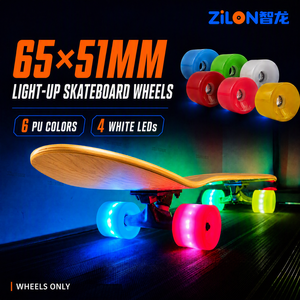 Ruote per Skateboard Luminose 65x51mm in 6 Colori PU, Ruote Larghe per Cruiser a Propulsione, OEM ODM, Vendita all'Ingrosso - Product Image 1