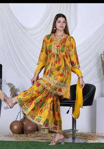 Nuevo Sharara Étnico de Rayón con Peplum y Dupatta con Cordones, Hecho con Materiales Reciclados, para Todas las Temporadas, RISHI EXPORT - Product Image 2