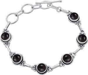 Gorgeous <b>Solid</b> 925 Sterling <b>Silver</b> Black Onyx Gemstone Tennis <b>Bracelet</b> Lock Shape Handmade Fine <b>Silver</b> Jewelry-Unisex Gift - Product Image 1