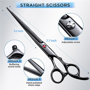 Juego de tijeras para peluquería de mascotas, chapadas en negro, de 7 pulgadas, de acero inoxidable, multifuncionales, para recortar el pelo de gatos - Product Image 4