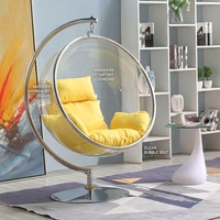 Chaise œuf moderne en métal transparente dorée avec support, idéale pour salon et chambre à coucher – Meilleure vente