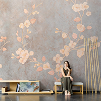 Papier peint floral vintage, papier peint mural personnalisé, papier peint mural à fleurs de pêche douces pour le salon, la chambre à coucher, la décoration de la maison, salon