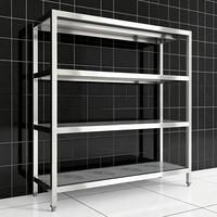 Rak Penyimpanan Dapur Modern dari Baja Anti Karat untuk Barang Besar, Rak Ruang Pendingin, Peralatan Dapur Komersial, Rak Display Supermarket
