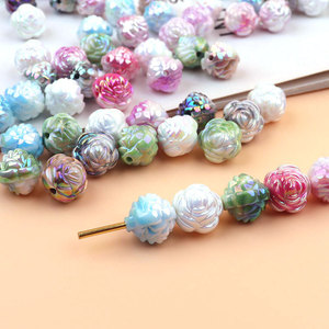 Cuentas acrílicas 50 unids/bolsa 16mm bola rosa de color galvanizado cuentas sueltas acrílicas accesorios de joyería cuentas de joyería - Product Image 4