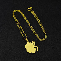 Collier chaîne en acier inoxydable avec carte de la Corse plaqué or 18 carats et émail, pendentif drapeau de la Corse