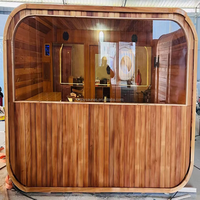 Sauna Cube Extérieur Moderne Électrique en Cèdre Rouge Massif Personnalisé pour 4 à 8 Personnes – Salle de Vapeur Sèche/Humide pour Parc, Appartement, Villa