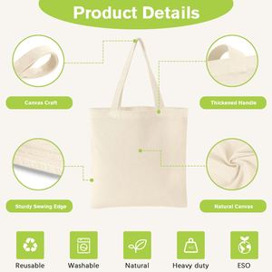 Bolsas de Compras Reutilizables de Lona de Poliéster para Sublimación, Color Beige, en Blanco, al por Mayor, para Manualidades, Envío desde Almacén en EE. UU. - Product Image 4
