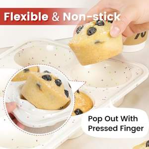 Molde para Muffins Rectangular Jumbo <span class=keywords><strong>JOHO</strong></span> BAKING, Antiadherente, de Silicona de 3.5 Pulgadas, 6 Cavidades, con Marco Metálico Reforzado, Apto para Horno, Ecológico - Product Image 4