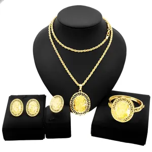 Zhuerrui Italy Designer Jewelry Sets 24K Gold Plated Dubai Valentine's Gift Wedding Pedant And Earrings Jewels Sets HN21040614