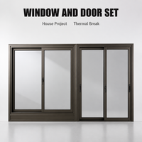 Jendela Geser Vertikal Aluminium Kaca Ganda dengan Thermal Break, Kedap Suara, Hemat Energi, Jendela Rumah Modern