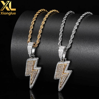 Kalung Rantai Bambu Tembaga Berhiaskan Zirkon Liontin Hip-hop Eropa Amerika Lapis Emas 18K 24 Inci Hadiah
