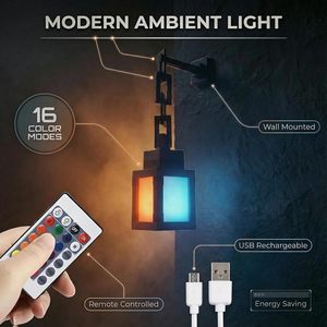 Custom Logo Pixelated Lantern Night Light 16-Color LED Remote <b>Control</b> Rechargeable Wall Table Lamp For <b>Gaming</b> Rooms - Product Image 5